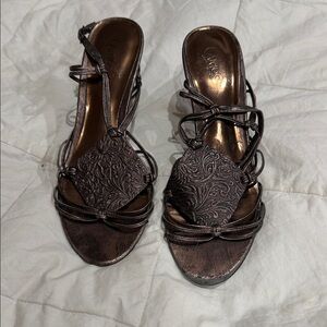 Carlos Santana Bronze Strappy Heels
